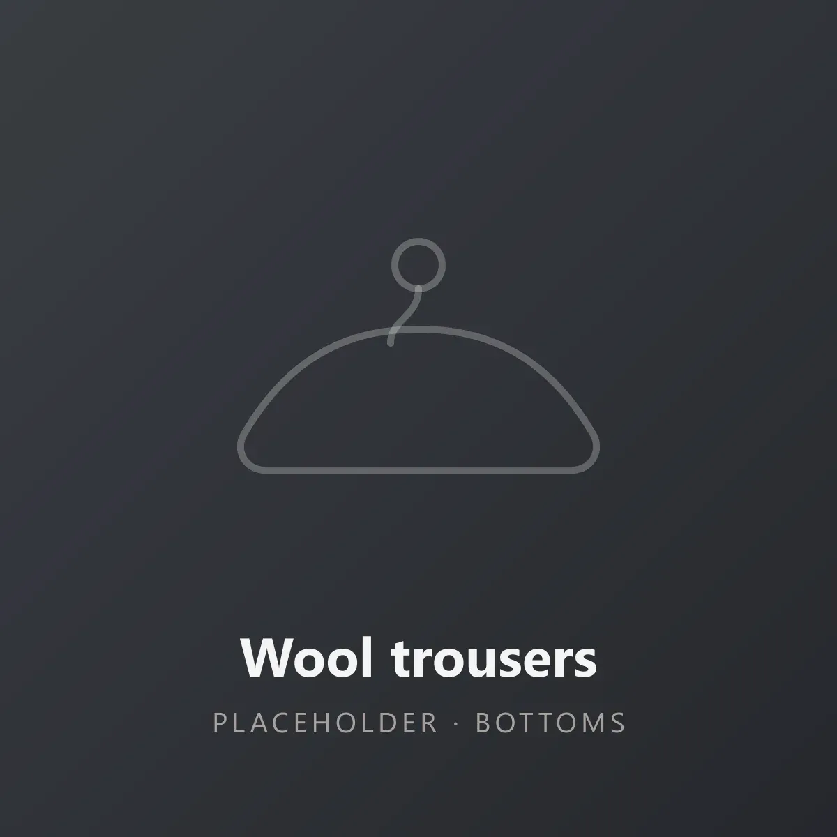 Charcoal wool trousers in a straight cut, product shot.