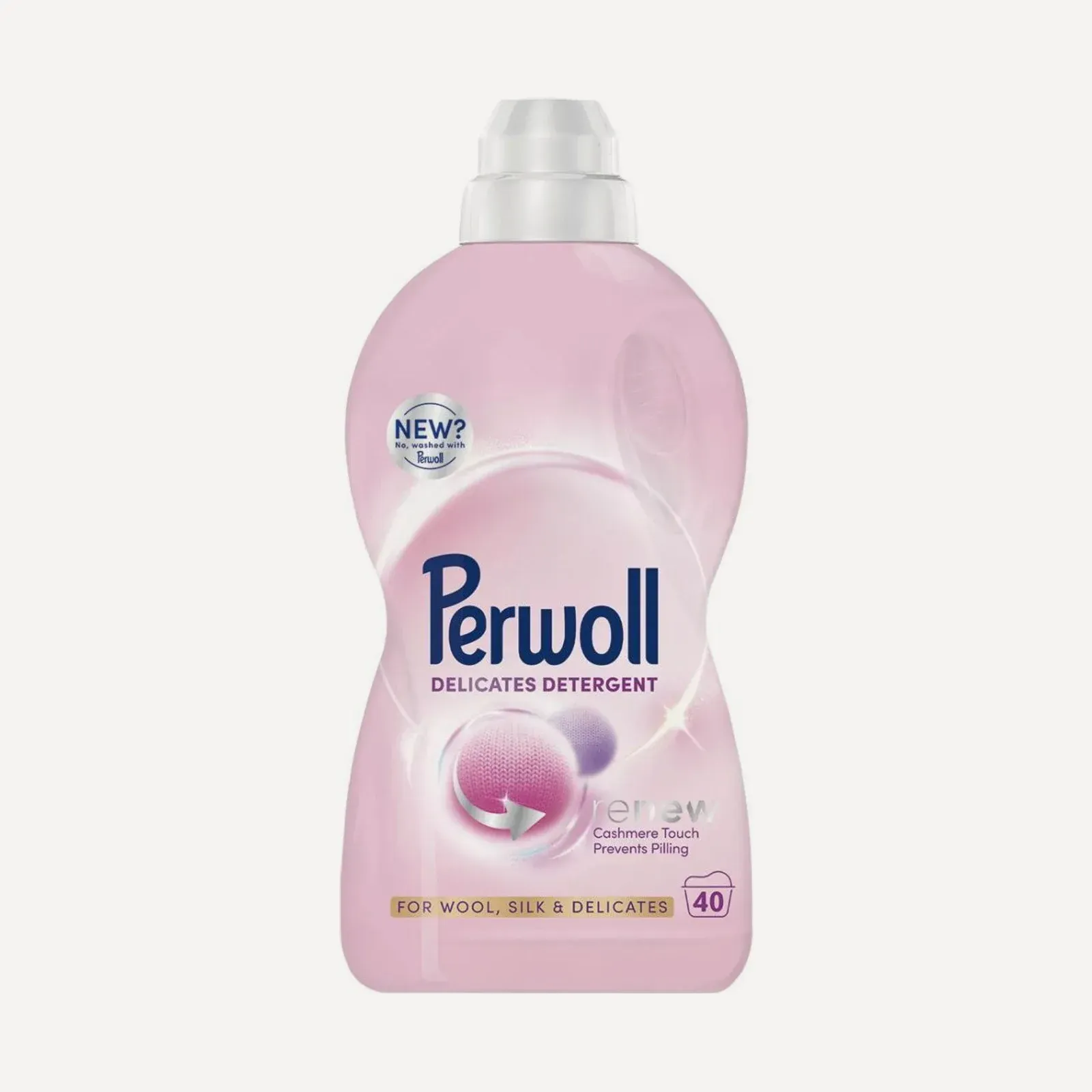 Różowa butelka Perwoll Renew Wool (Delicates Detergent, Cashmere Touch) — płyn do prania wełny, jedwabiu i kaszmiru, 40 prań.